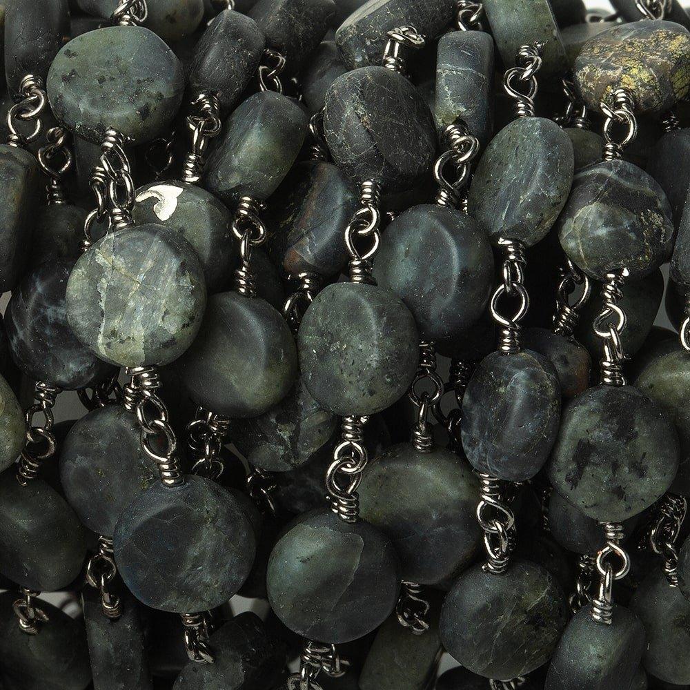 Matte Kyanite plain coin Black Gold plated Chain by the foot 7-8mm - The Bead Traders