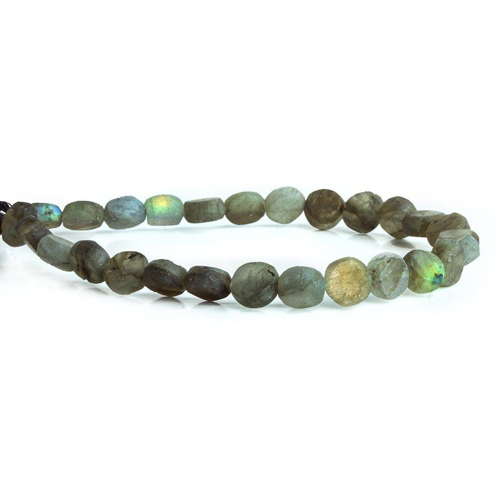 Matte Labradorite plain coin beads 7.5 inch 27 beads 7mm average - The Bead Traders