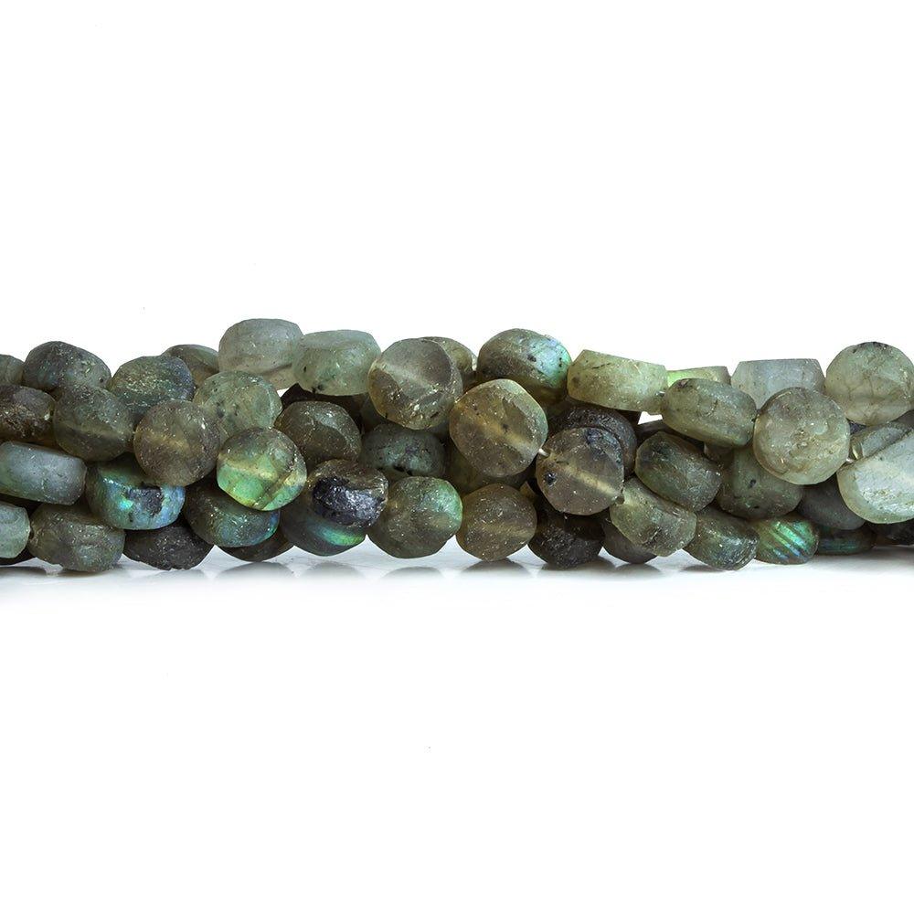 Matte Labradorite plain coin beads 7.5 inch 27 beads 7mm average - The Bead Traders