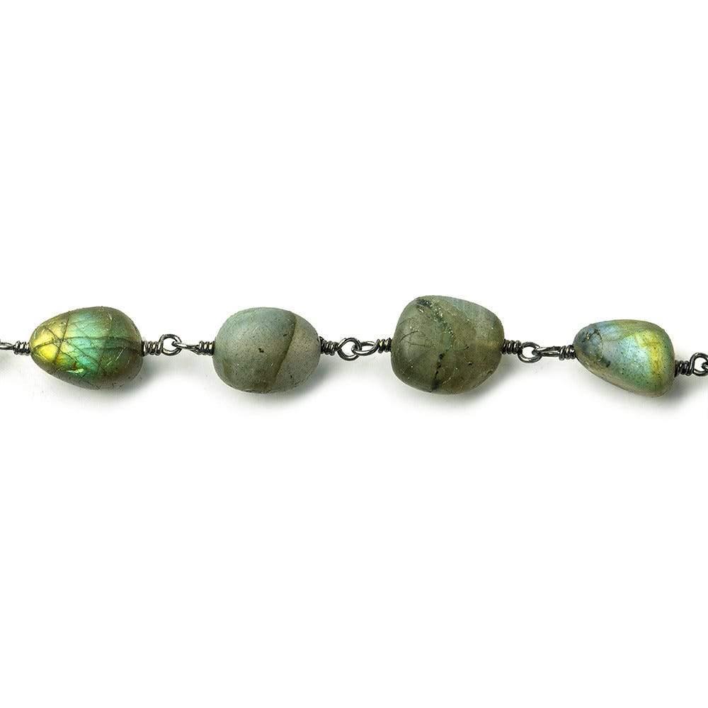 Matte Labradorite plain nugget Black Gold plated Chain by the foot - The Bead Traders