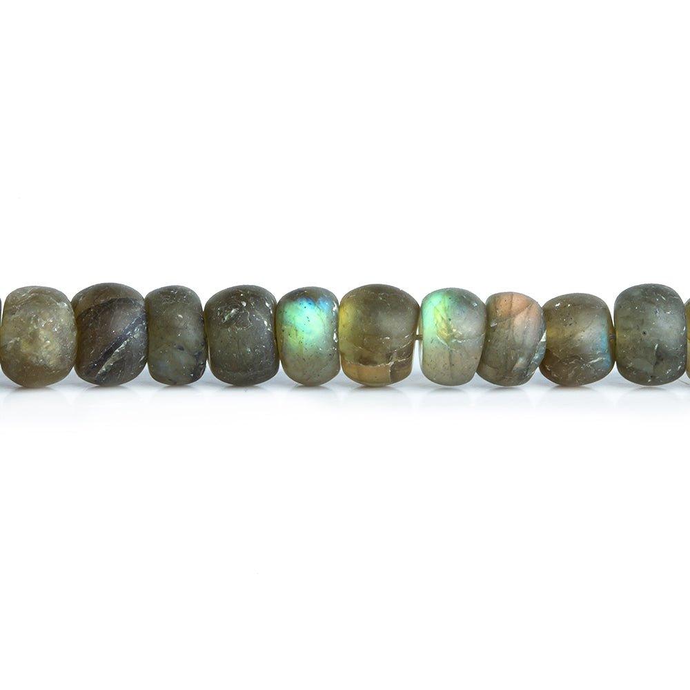 Matte Labradorite plain rondelle beads 7.5 inch 39 beads 6-6.5mm average - The Bead Traders