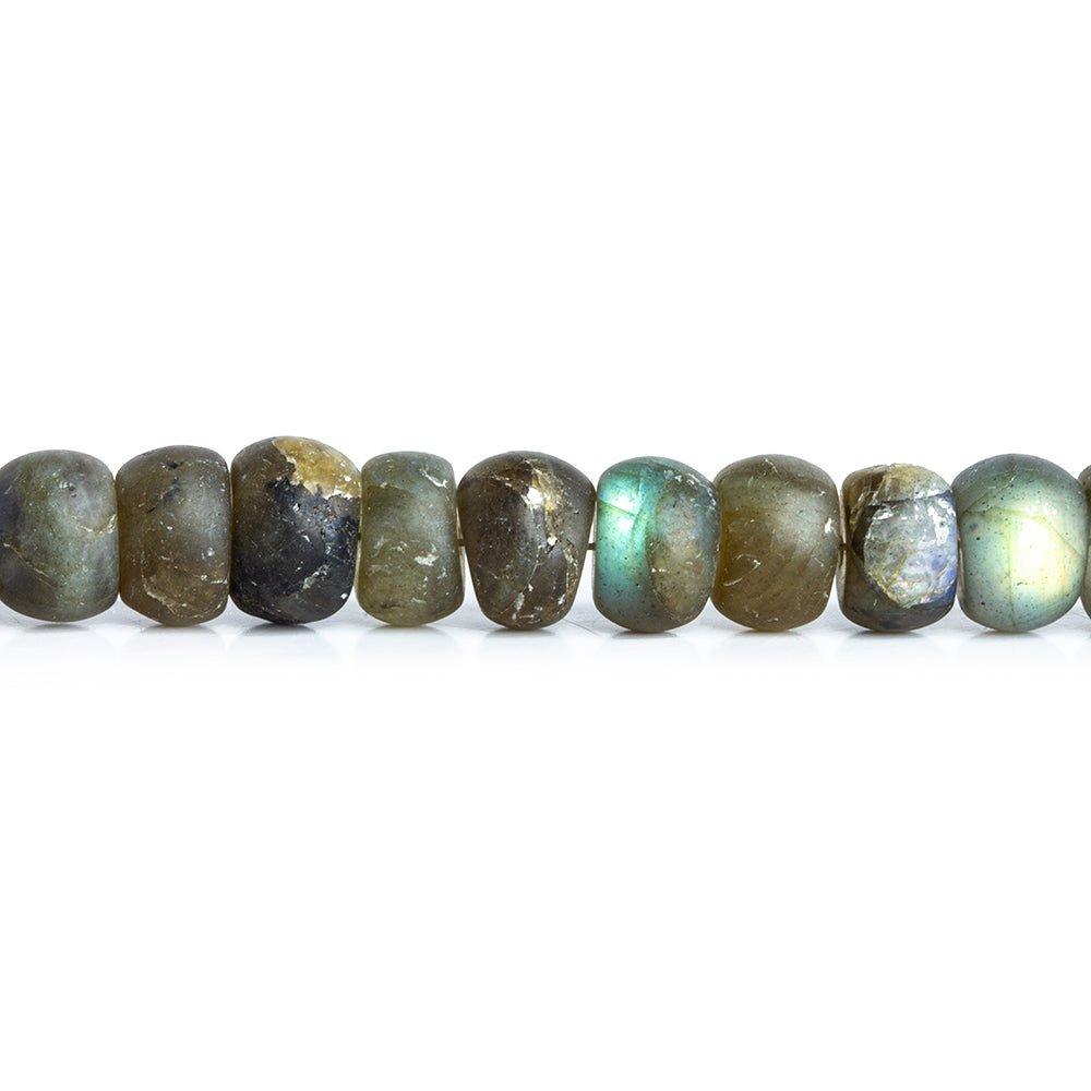 Matte Labradorite plain rondelle beads 7.5 inch 42 beads 7-7.5mm average - The Bead Traders