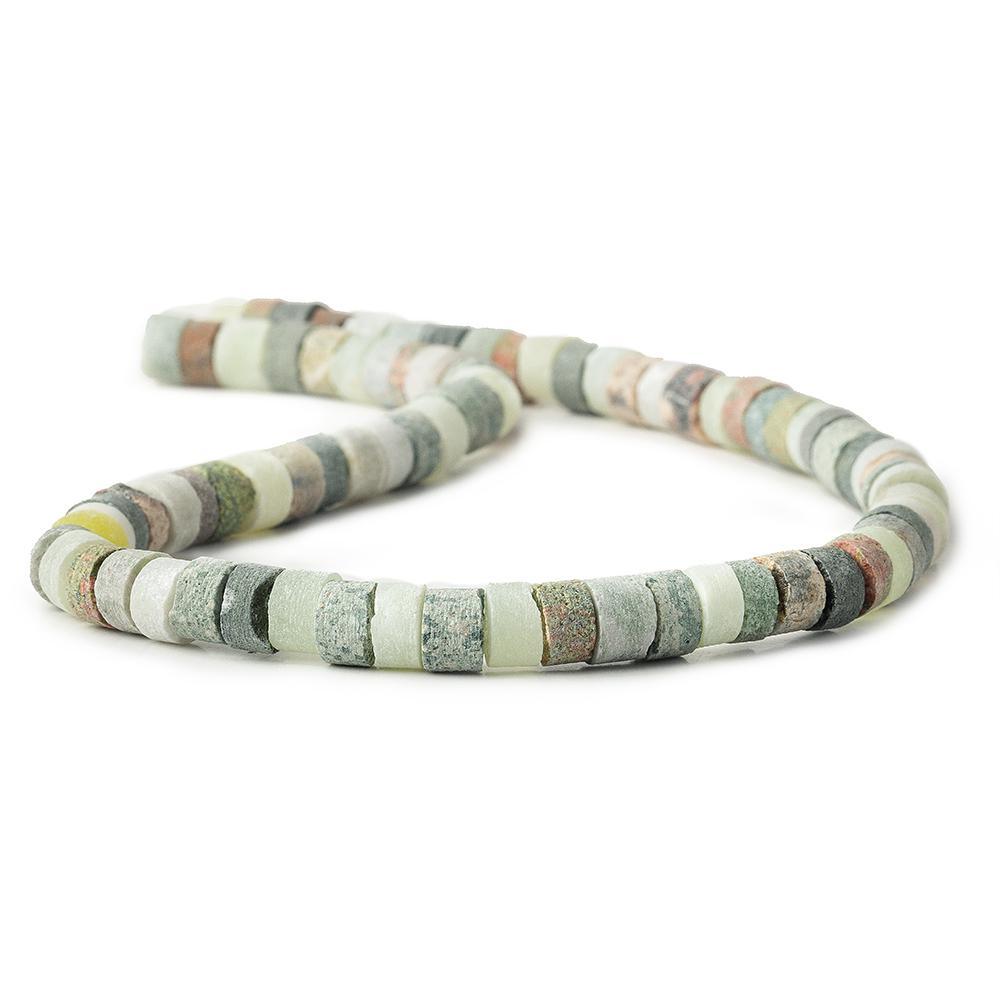 Matte Light Multi Gemstone tumbled plain Heishi 16 inch 80 beads 8mm diameter average - The Bead Traders