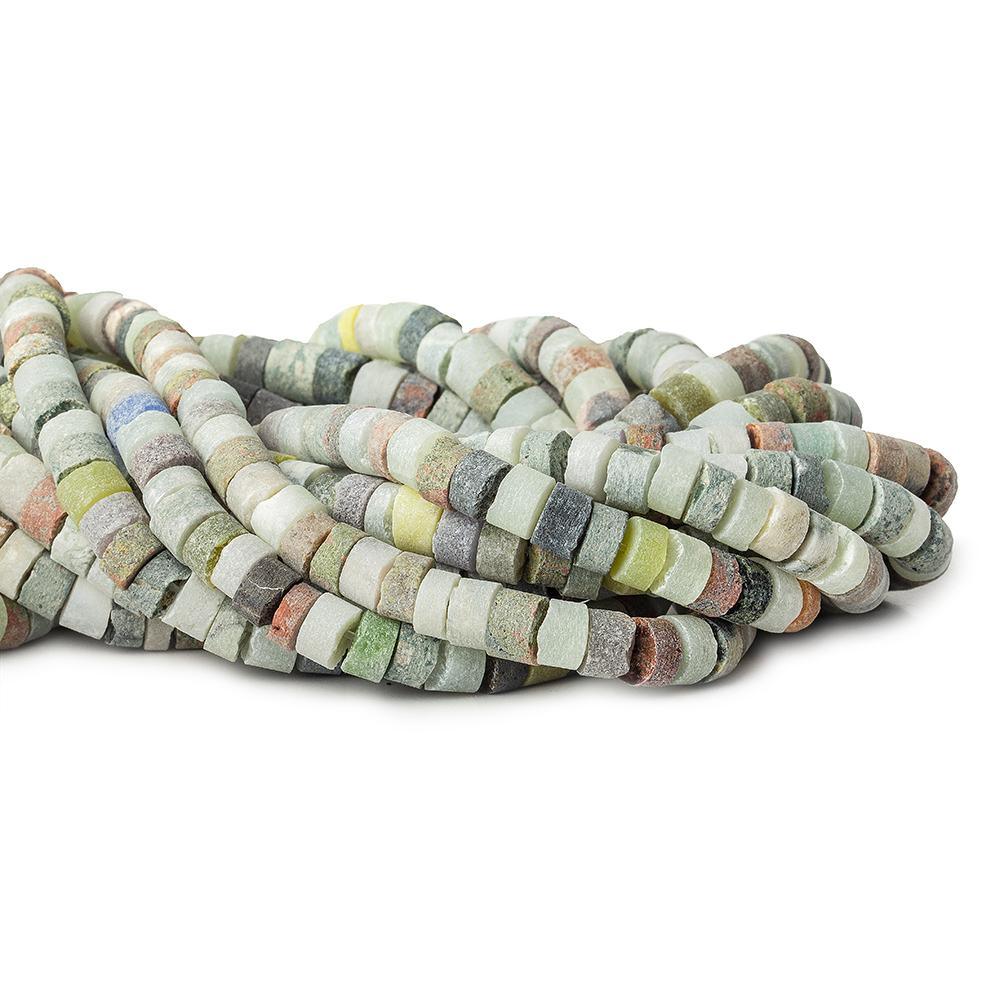 Matte Light Multi Gemstone tumbled plain Heishi 16 inch 80 beads 8mm diameter average - The Bead Traders