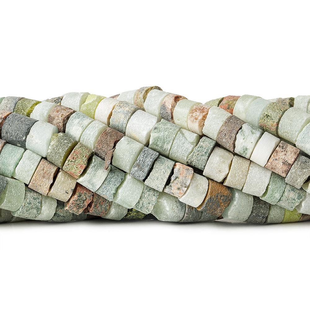 Matte Light Multi Gemstone tumbled plain Heishi 16 inch 80 beads 8mm diameter average - The Bead Traders