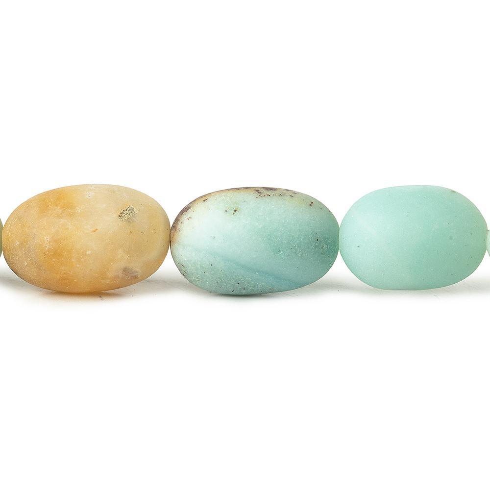 Matte Multi Color Amazonite plain oval nuggets 15 inch 24 beads 15x11mm average size - The Bead Traders