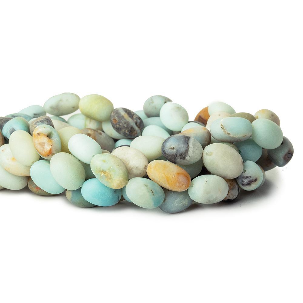 Matte Multi Color Amazonite plain oval nuggets 15 inch 24 beads 15x11mm average size - The Bead Traders