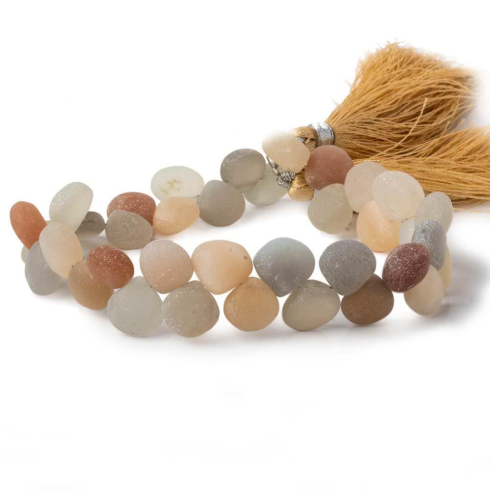 Matte Multi Color Moonstone plain hearts 8 inch 35 beads A - The Bead Traders