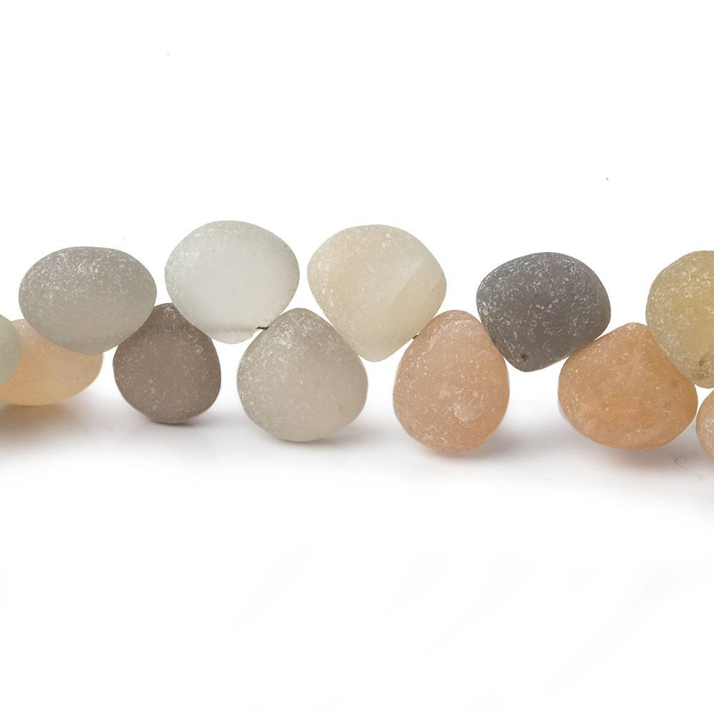 Matte Multi Color Moonstone plain hearts 8 inch 35 beads A - The Bead Traders