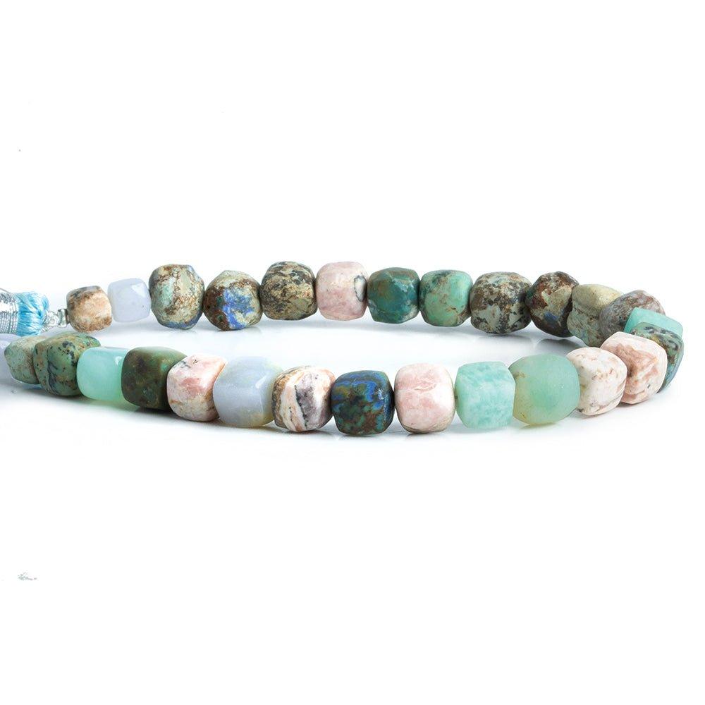 Matte Multi Gemstone Plain Cube Beads 7.5 inch 22 pieces - The Bead Traders