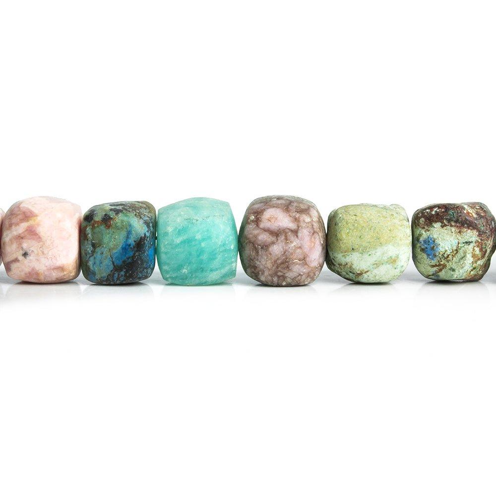 Matte Multi Gemstone Plain Cube Beads 7.5 inch 22 pieces - The Bead Traders