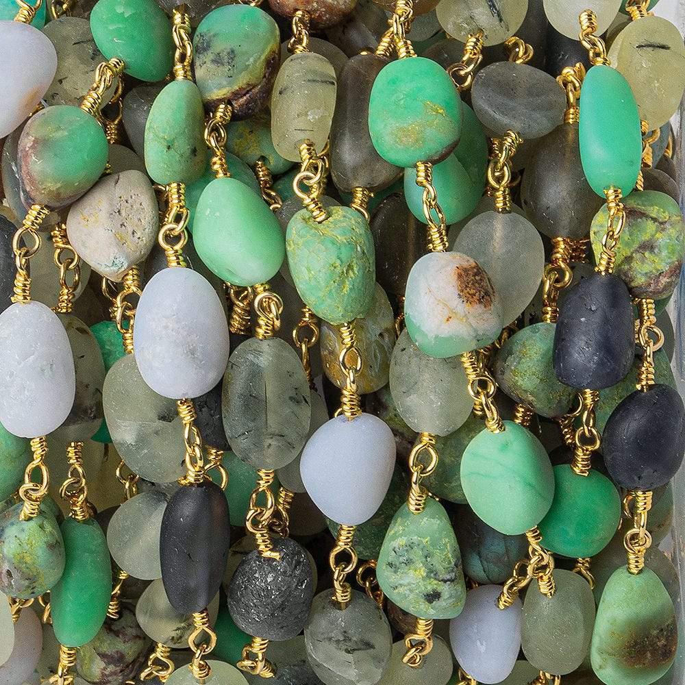 Matte Multi Gemstone plain nugget Gold plated Chain by the foot 6x5-9x6mm - The Bead Traders