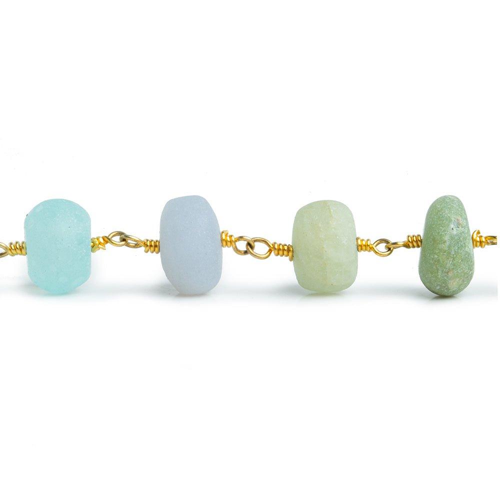 Matte Multi Gemstone Plain Rondelle Gold Chain by the Foot 27 pieces - The Bead Traders