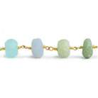 Matte Multi Gemstone Plain Rondelle Gold Chain by the Foot 27 pieces - The Bead Traders