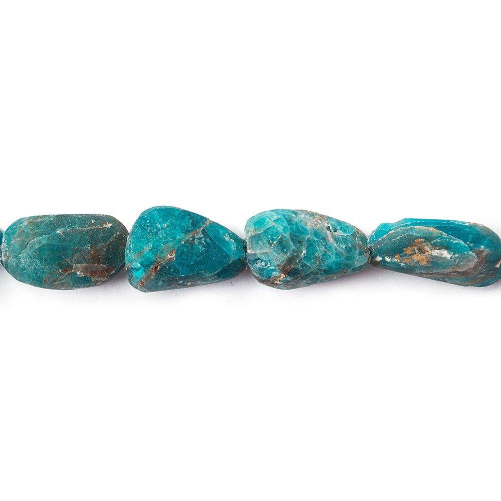 Matte Neon Apatite plain nugget beads 17 pieces 7 inch 10x9-13x9mm - The Bead Traders