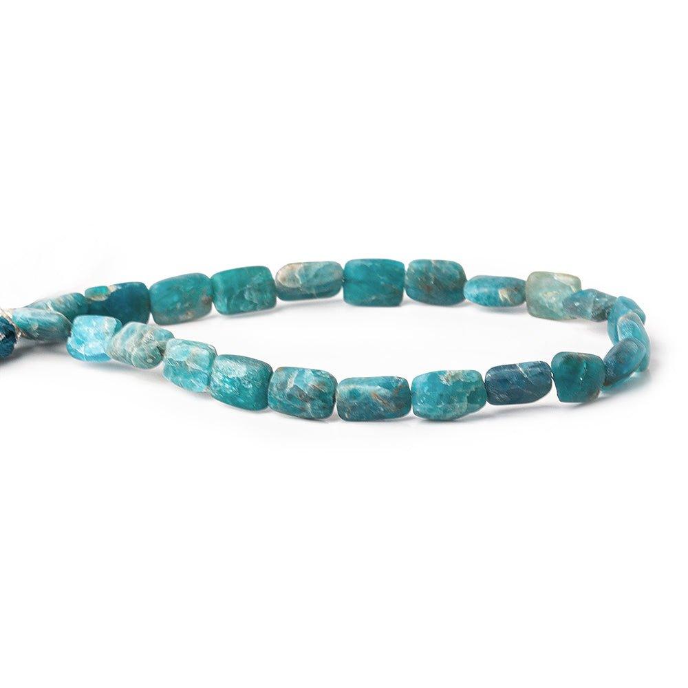 Matte Neon Blue Apatite straight drilled plain rectangles 7.5 inch 24 beads 6x5-8x6mm - The Bead Traders