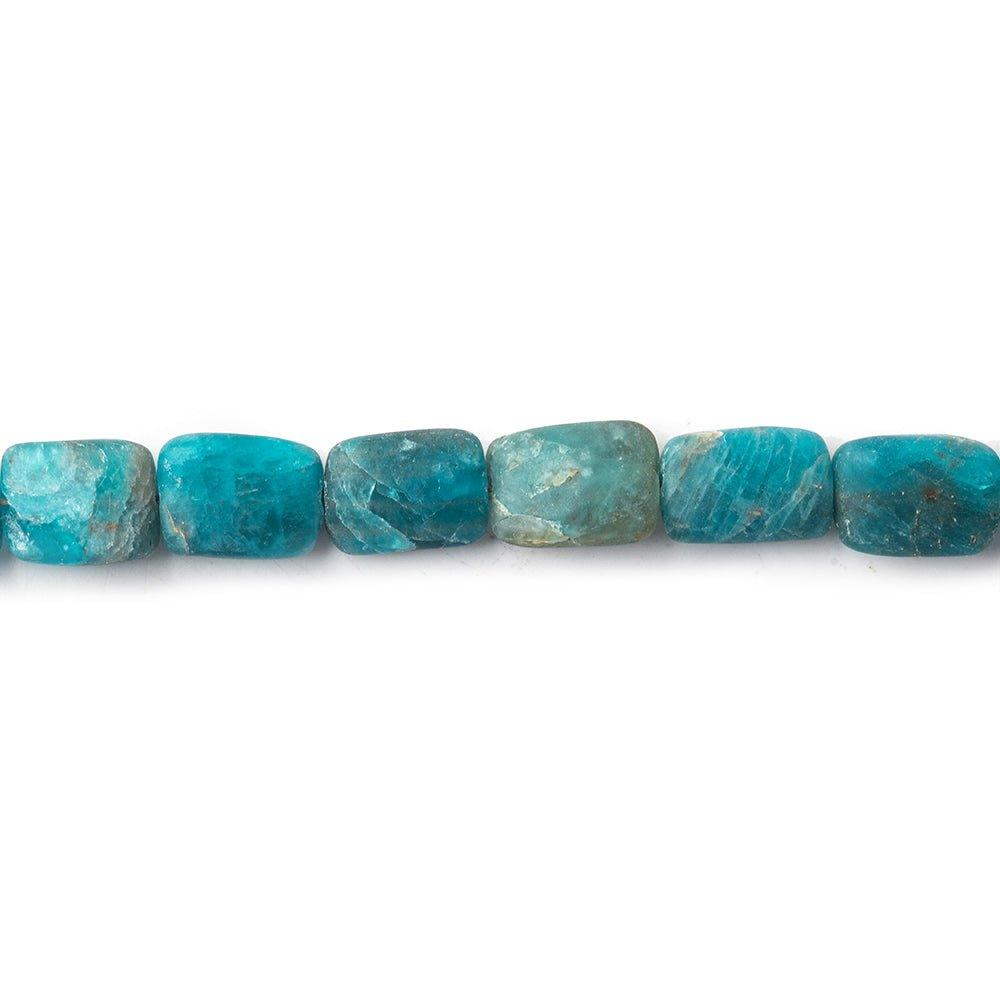 Matte Neon Blue Apatite straight drilled plain rectangles 7.5 inch 24 beads 6x5-8x6mm - The Bead Traders