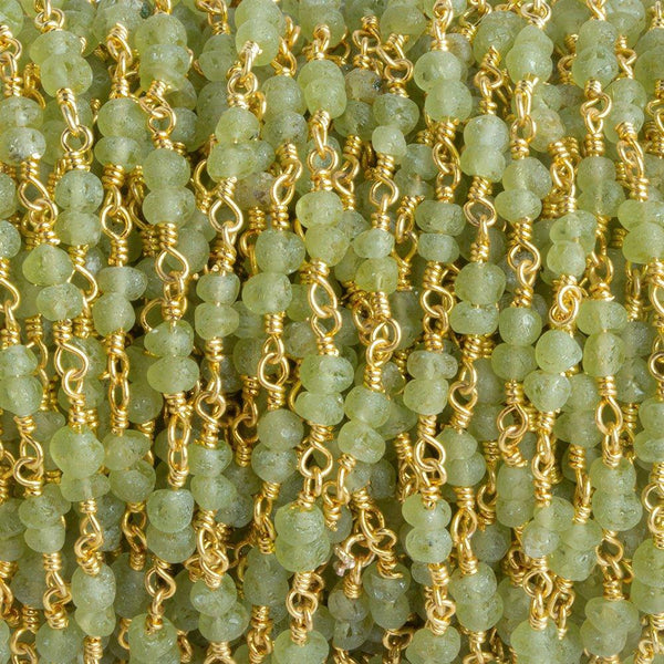 Matte Peridot Double Rondelle Gold plated Chain by the Foot 54 pieces
