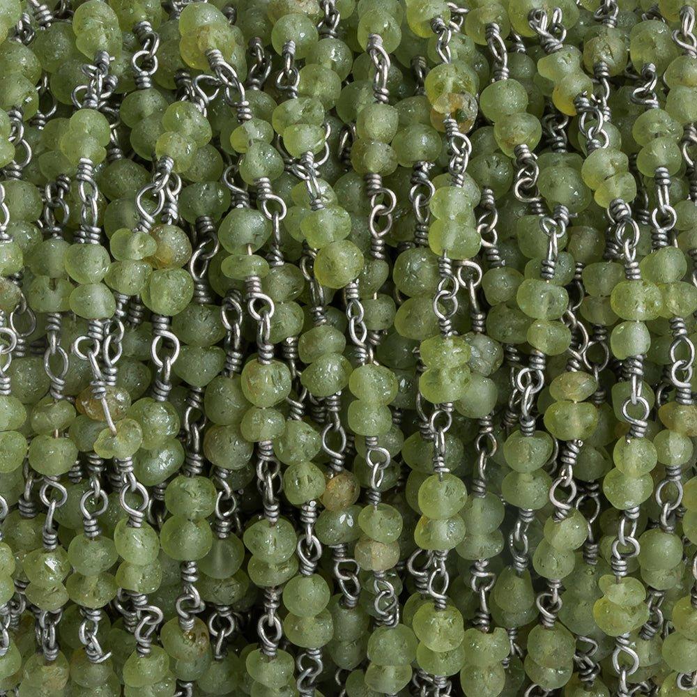 Matte Peridot Plain Rondelle Black Gold Chain by the Foot 60 pieces - The Bead Traders