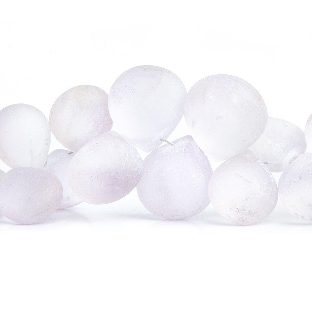Matte Pink Amethyst Plain Pear Beads 8 inch 40 pieces - The Bead Traders