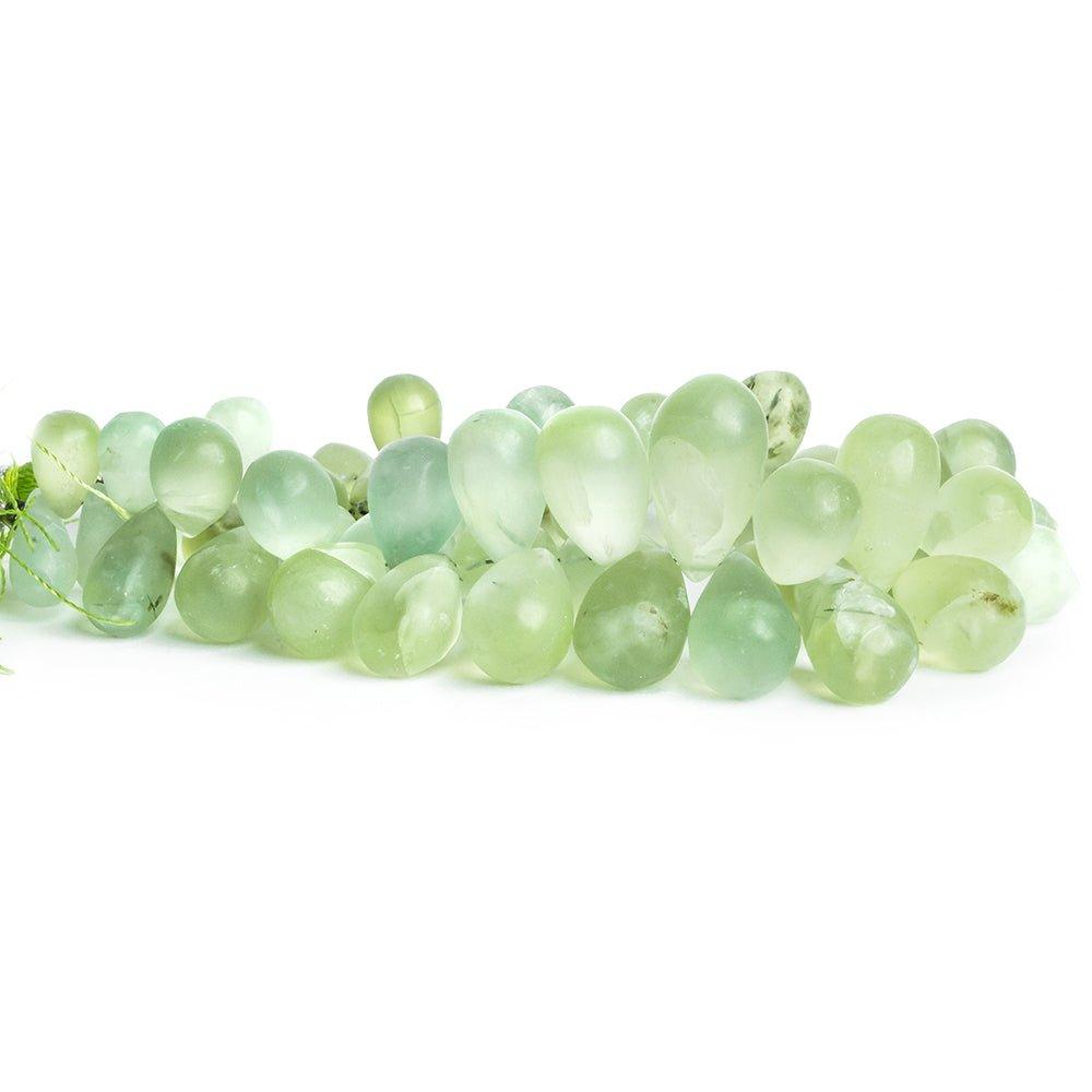 Matte Prehnite Plain Teardrop Beads 8 inch 53 pieces - The Bead Traders