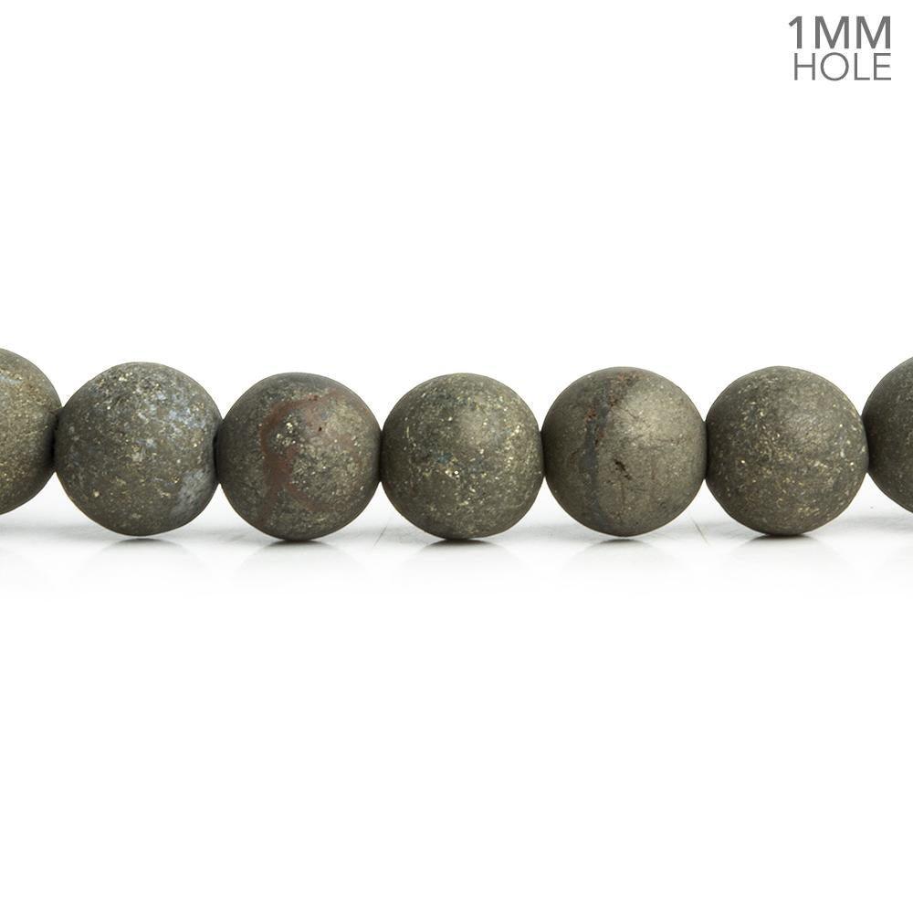 Matte Pyrite Plain Round Beads 16 inch 68 pieces - The Bead Traders