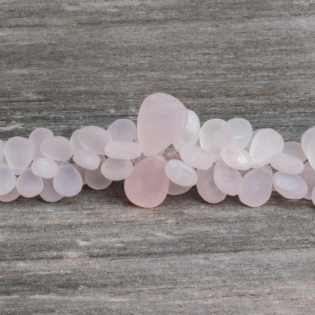 Matte Rose Quartz Plain Pears 7.5 inch 50 beads - The Bead Traders