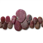 Matte Ruby plain pear beads 7.5 inch 45 beads 6x4mm - 20x11mm - The Bead Traders