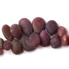 Matte Ruby plain pear beads 7.5 inch 49 beads 7x5mm - 16x11mm - The Bead Traders