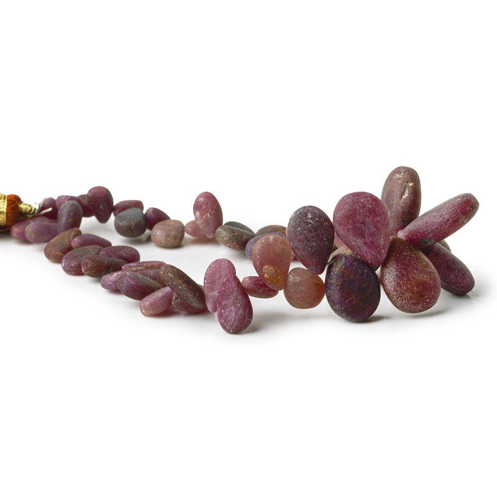 Matte Ruby plain pear beads 7.5 inch 49 beads 7x5mm - 16x11mm - The Bead Traders
