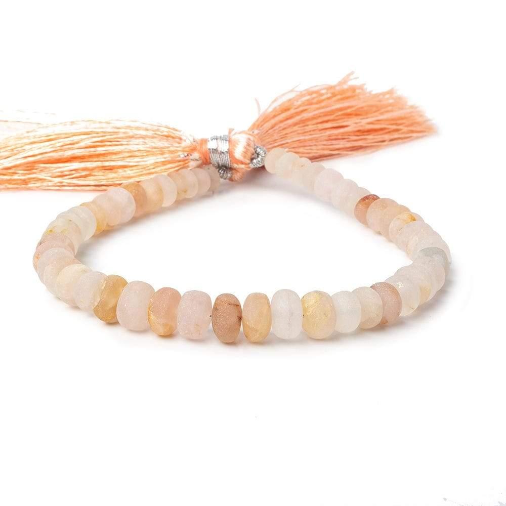 Matte Shaded Morganite plain rondelles 7.5 inch 47 beads - The Bead Traders