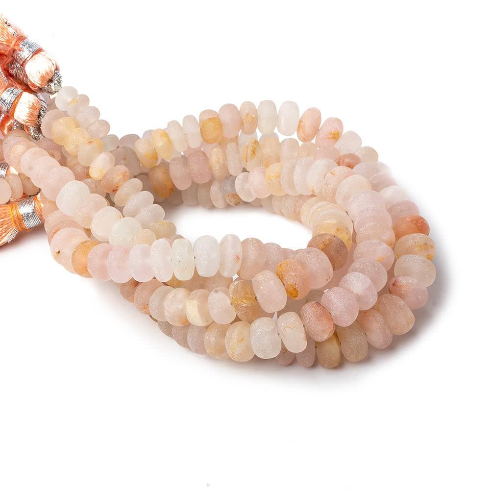Matte Shaded Morganite plain rondelles 7.5 inch 47 beads - The Bead Traders