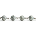 Matte Silver Leaf Jasper Plain Round Black Gold Plated Chain by the Foot 21 Pieces - The Bead Traders