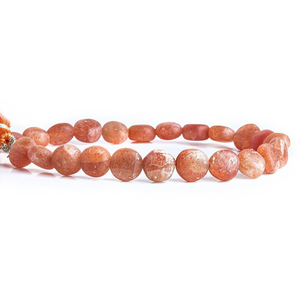 Matte Sunstone plain coin beads 7.5 inch 20 beads range 6mm - 8.5mm - The Bead Traders