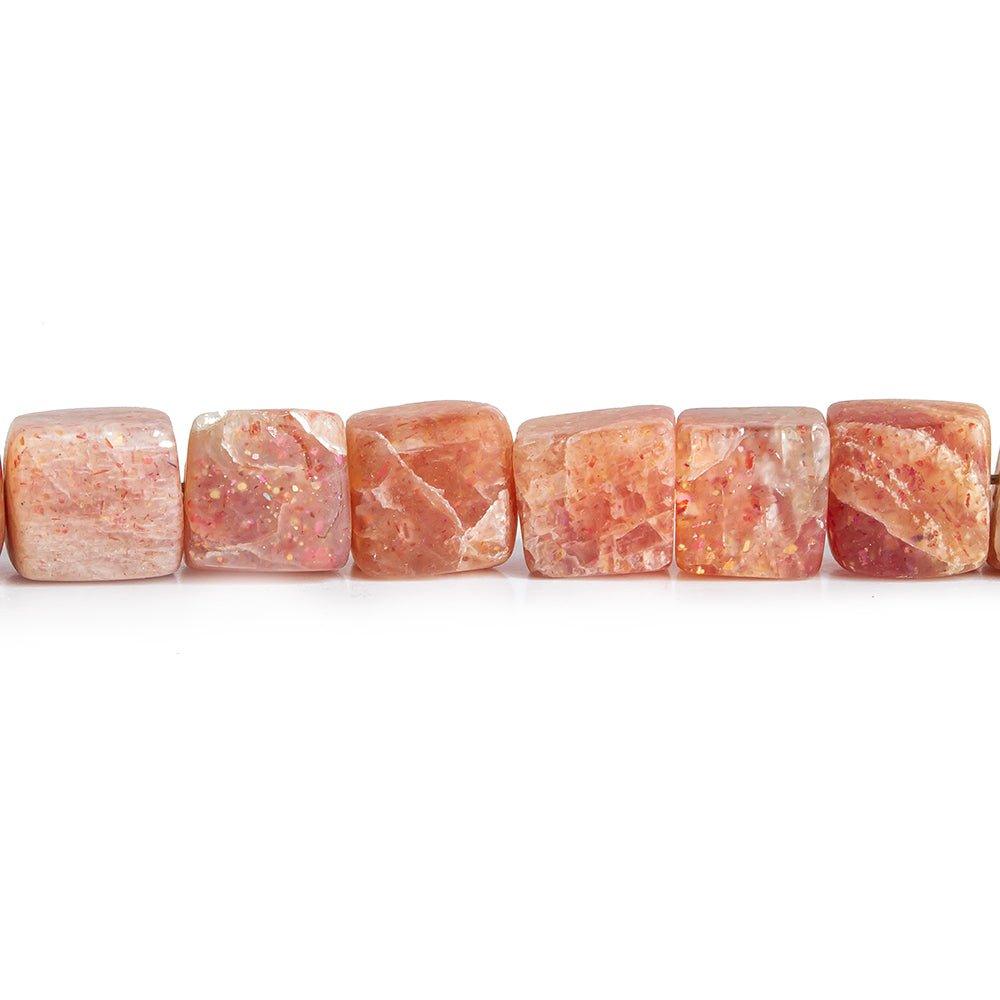 Matte Sunstone plain cube beads 7.5 inch 25 beads range 5mm - 7.5mm - The Bead Traders