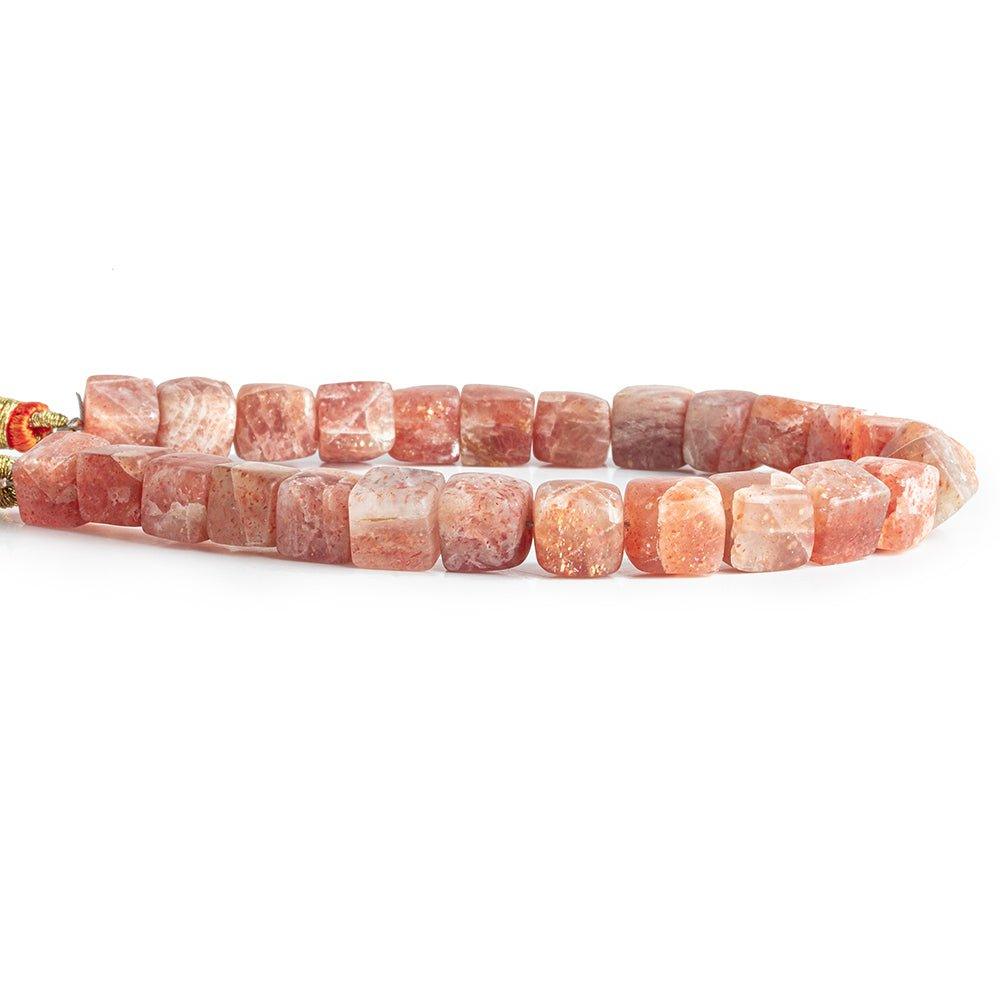Matte Sunstone plain cube beads 7.5 inch 25 beads range 5mm - 7.5mm - The Bead Traders