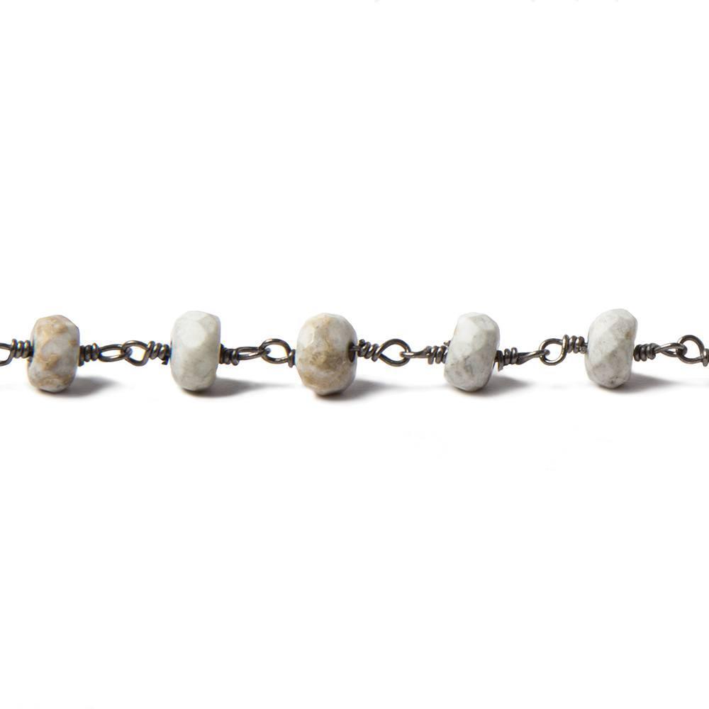 Matte Tan Agate Rondelle Black Gold Chain 31 pieces - The Bead Traders