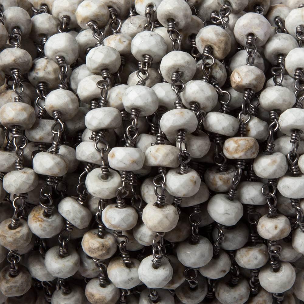Matte Tan Agate Rondelle Black Gold Chain 31 pieces - The Bead Traders