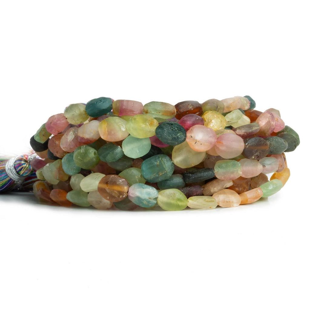 Matte Tourmaline Oval Beads 13 inch 45 pieces - The Bead Traders