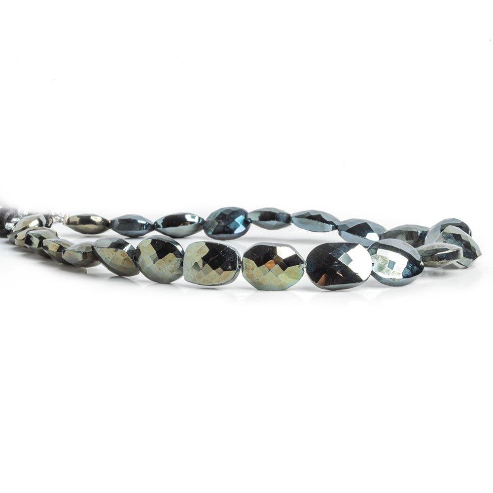 Metallic Black Spinel Faceted Oval Beads 9 inch 22 pieces - The Bead Traders