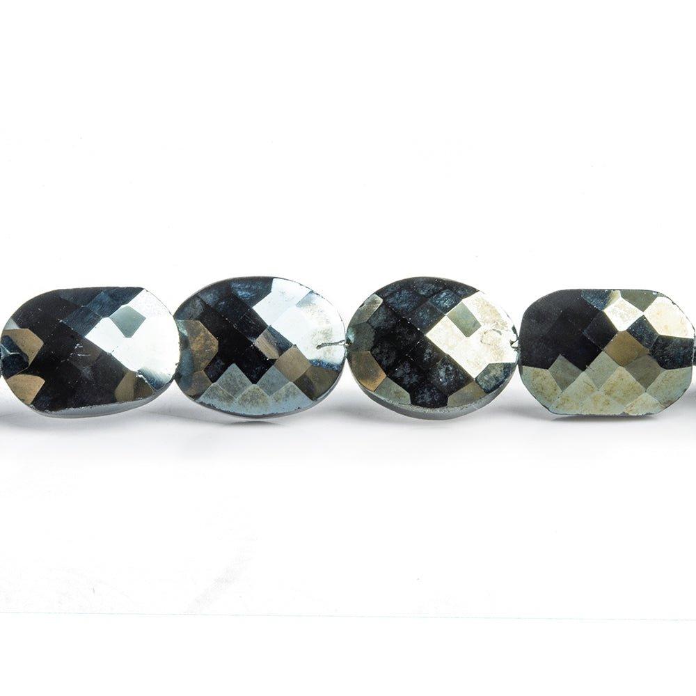 Metallic Black Spinel Faceted Oval Beads 9 inch 22 pieces - The Bead Traders