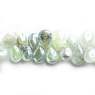Metallic Prehnite Beads Plain Pear Briolette 8 inch 72 pieces - The Bead Traders