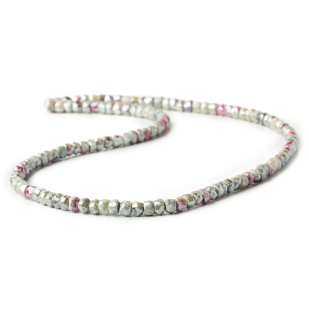 Metallic Ruby in Marble faceted rondelles 4.5mm average 16 inch 120 beads - The Bead Traders