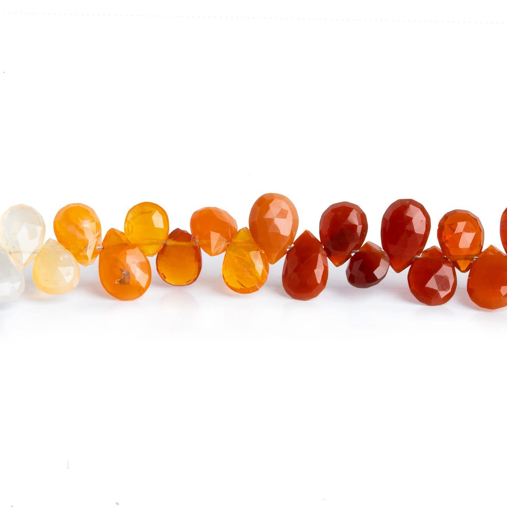 Mexican Fire Opal Faceted Pears 8 inch 53 beads - The Bead Traders