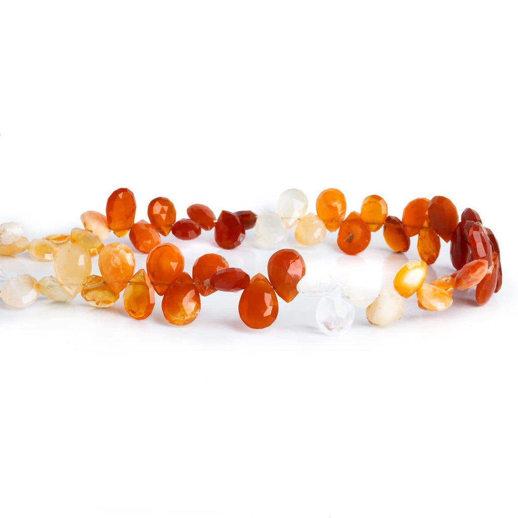 Mexican Fire Opal Faceted Pears 8 inch 53 beads - The Bead Traders