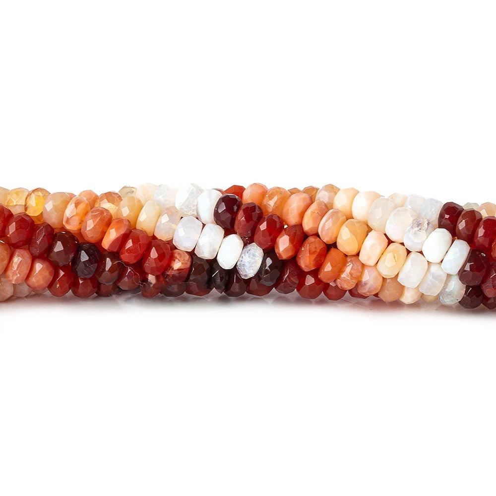 Mexican Fire Opal faceted rondelles 16 inch 120 beads 5-5.5mm - The Bead Traders