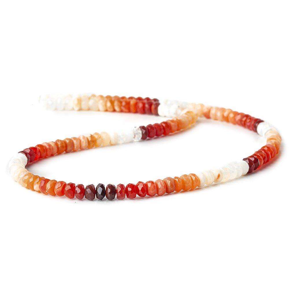 Mexican Fire Opal faceted rondelles 16 inch 120 beads 5-5.5mm - The Bead Traders