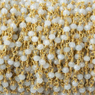 Milky Aquamarine micro-faceted rondelle Gold plated Chain by the foot 40 beads - The Bead Traders
