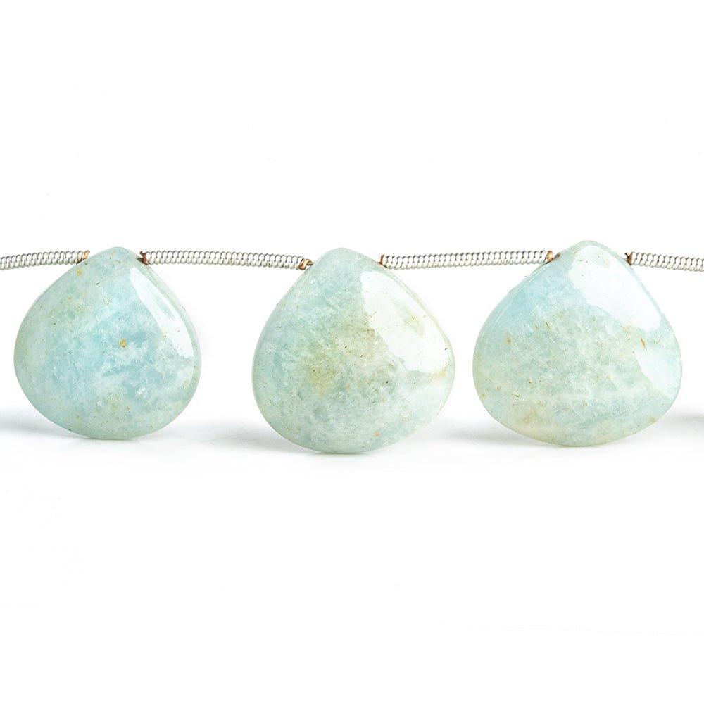 Milky Aquamarine Plain Heart Beads 8.5 inch 11 pieces - The Bead Traders