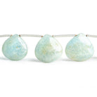 Milky Aquamarine Plain Heart Beads 8.5 inch 11 pieces - The Bead Traders